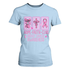 Hope Faith Cure Breast Cancer Awareness T Shirt For Women Pink Ribbon Survivor Support Gift
