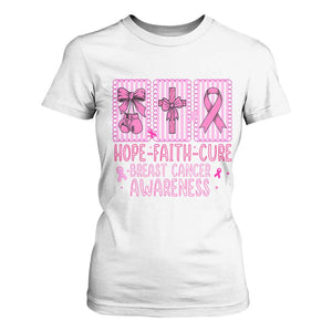 Hope Faith Cure Breast Cancer Awareness T Shirt For Women Pink Ribbon Survivor Support Gift