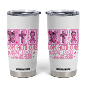Hope Faith Cure Breast Cancer Awareness Tumbler Cup Pink Ribbon Survivor Support Gift