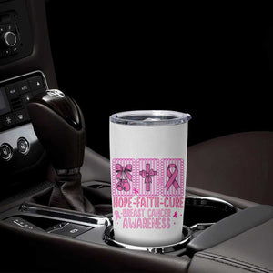 Hope Faith Cure Breast Cancer Awareness Tumbler Cup Pink Ribbon Survivor Support Gift