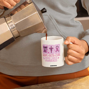 Hope Faith Cure Breast Cancer Awareness Coffee Mug Pink Ribbon Survivor Support Gift