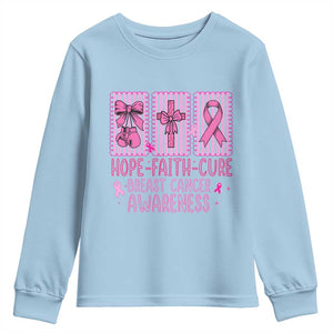 Hope Faith Cure Breast Cancer Awareness Youth Sweatshirt Pink Ribbon Survivor Support Gift