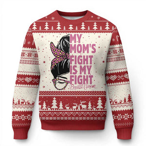 Breast Cancer Support Ugly Christmas Sweater My Moms Fight My Fight