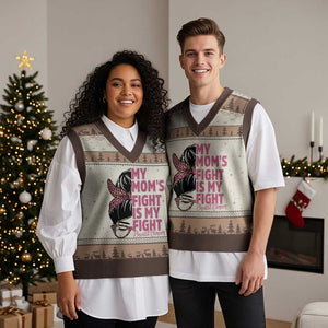 Breast Cancer Support V-Neck Knit Sweater Vest My Moms Fight My Fight