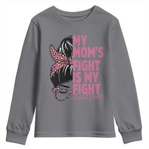 Breast Cancer Support Youth Sweatshirt My Moms Fight My Fight