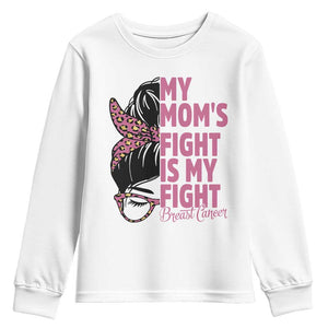 Breast Cancer Support Youth Sweatshirt My Moms Fight My Fight