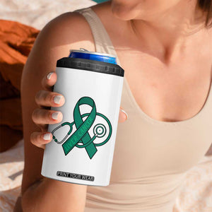 Liver Cancer Strong Nurse Warrior 4 in 1 Can Cooler Tumbler Stethoscope Healthcare Support Gift
