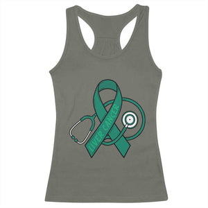 Liver Cancer Strong Nurse Warrior Racerback Tank Top Stethoscope Healthcare Support Gift