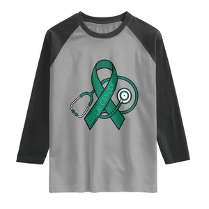 Liver Cancer Strong Nurse Warrior Raglan Shirt Stethoscope Healthcare Support Gift