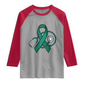 Liver Cancer Strong Nurse Warrior Raglan Shirt Stethoscope Healthcare Support Gift