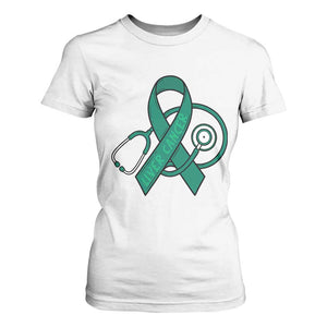 Liver Cancer Strong Nurse Warrior T Shirt For Women Stethoscope Healthcare Support Gift