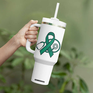 Liver Cancer Strong Nurse Warrior Tumbler With Handle Stethoscope Healthcare Support Gift