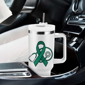 Liver Cancer Strong Nurse Warrior Tumbler With Handle Stethoscope Healthcare Support Gift