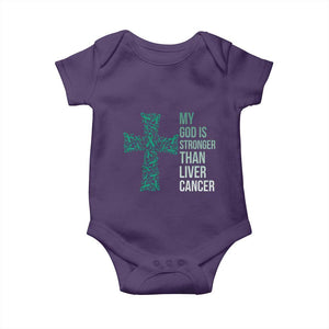 My God Is Stronger Than Liver Cancer Baby Onesie Faith Hope Support Gift