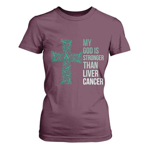 My God Is Stronger Than Liver Cancer T Shirt For Women Faith Hope Support Gift