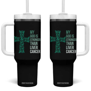 My God Is Stronger Than Liver Cancer Tumbler With Handle Faith Hope Support Gift