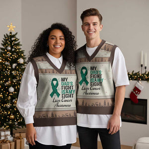 Liver Cancer Support Warrior Gift V-Neck Knit Sweater Vest My Dad Fight My Fight