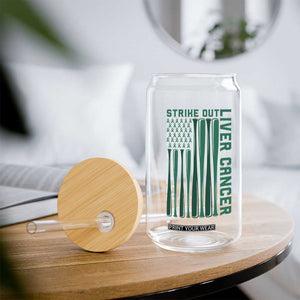 Strike Out Liver Cancer Baseball Glass Can American Flag Support Gift