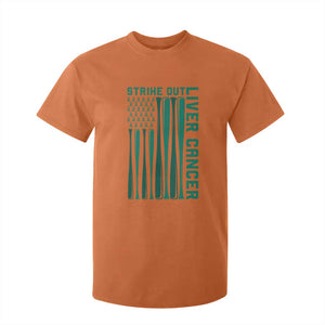 Strike Out Liver Cancer Baseball T Shirt For Kid American Flag Support Gift