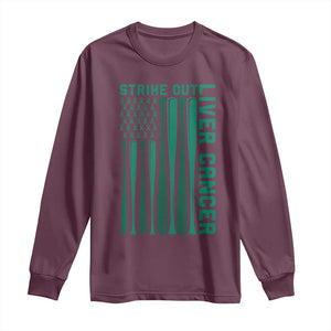 Strike Out Liver Cancer Baseball Long Sleeve Shirt American Flag Support Gift
