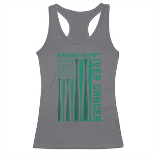 Strike Out Liver Cancer Baseball Racerback Tank Top American Flag Support Gift