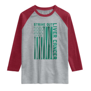 Strike Out Liver Cancer Baseball Raglan Shirt American Flag Support Gift