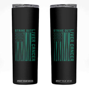 Strike Out Liver Cancer Baseball Skinny Tumbler American Flag Support Gift