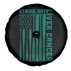 Strike Out Liver Cancer Baseball Spare Tire Cover American Flag Support Gift