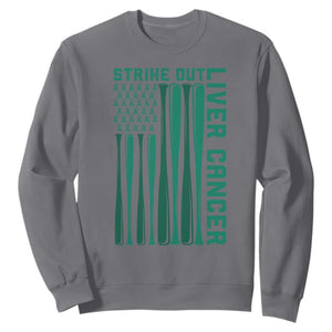 Strike Out Liver Cancer Baseball Sweatshirt American Flag Support Gift