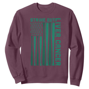 Strike Out Liver Cancer Baseball Sweatshirt American Flag Support Gift