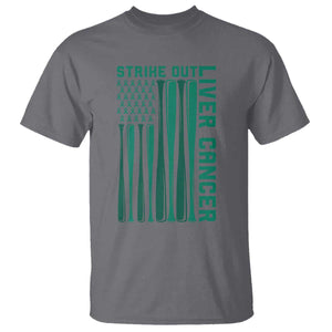 Strike Out Liver Cancer Baseball T Shirt American Flag Support Gift