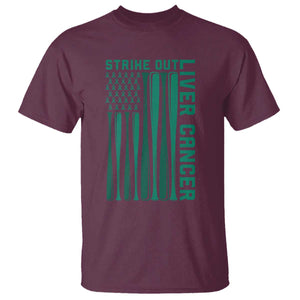 Strike Out Liver Cancer Baseball T Shirt American Flag Support Gift