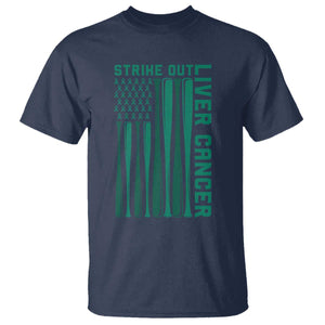 Strike Out Liver Cancer Baseball T Shirt American Flag Support Gift