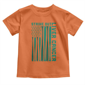 Strike Out Liver Cancer Baseball Toddler T Shirt American Flag Support Gift