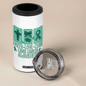 Faith Love And Cure Liver Cancer Awareness 4 in 1 Can Cooler Tumbler Hope Survivor Support