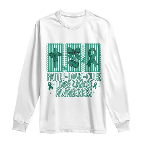 Faith Love And Cure Liver Cancer Awareness Long Sleeve Shirt Hope Survivor Support