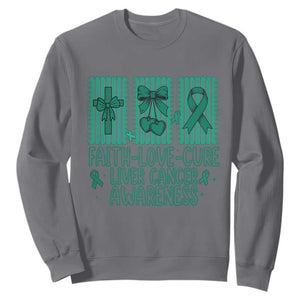 Faith Love And Cure Liver Cancer Awareness Sweatshirt Hope Survivor Support