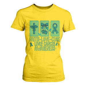 Faith Love And Cure Liver Cancer Awareness T Shirt For Women Hope Survivor Support