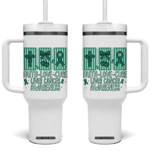 Faith Love And Cure Liver Cancer Awareness Tumbler With Handle Hope Survivor Support