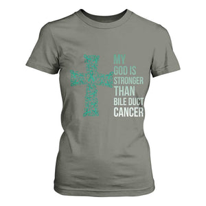 My God Is Stronger Than Bile Duct Cancer T Shirt For Women Faith Over Fear Support Gift
