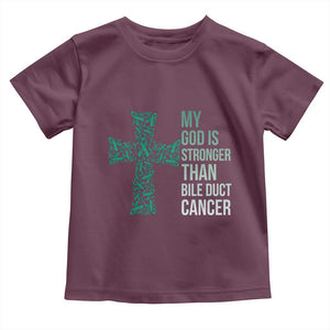 My God Is Stronger Than Bile Duct Cancer Toddler T Shirt Faith Over Fear Support Gift