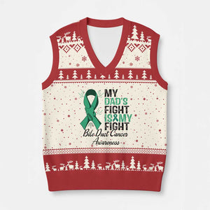 Cholangiocarcinoma Support Warrior Gift V-Neck Knit Sweater Vest My Dad Fight My Fight