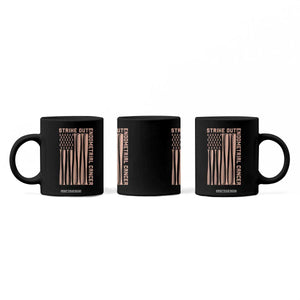 Strike Out Endometrial Cancer Baseball Coffee Mug Peach Ribbon American Flag Support Gift