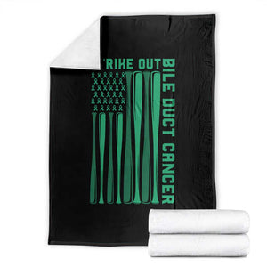 Strike Out Bile Duct Cancer Throw Blanket Baseball American Flag Hope Gift