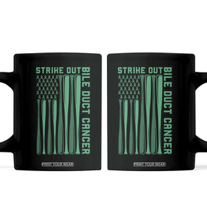 Strike Out Bile Duct Cancer Coffee Mug Baseball American Flag Hope Gift