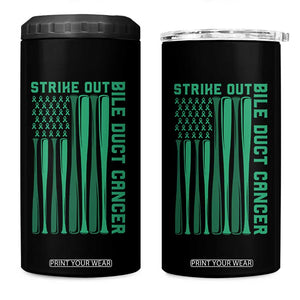 Strike Out Bile Duct Cancer 4 in 1 Can Cooler Tumbler Baseball American Flag Hope Gift