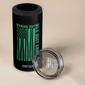 Strike Out Bile Duct Cancer 4 in 1 Can Cooler Tumbler Baseball American Flag Hope Gift