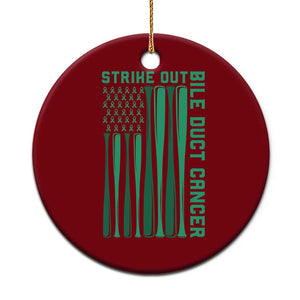 Strike Out Bile Duct Cancer Ceramic Ornament Baseball American Flag Hope Gift