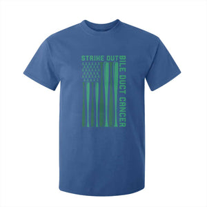 Strike Out Bile Duct Cancer T Shirt For Kid Baseball American Flag Hope Gift