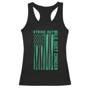 Strike Out Bile Duct Cancer Racerback Tank Top Baseball American Flag Hope Gift